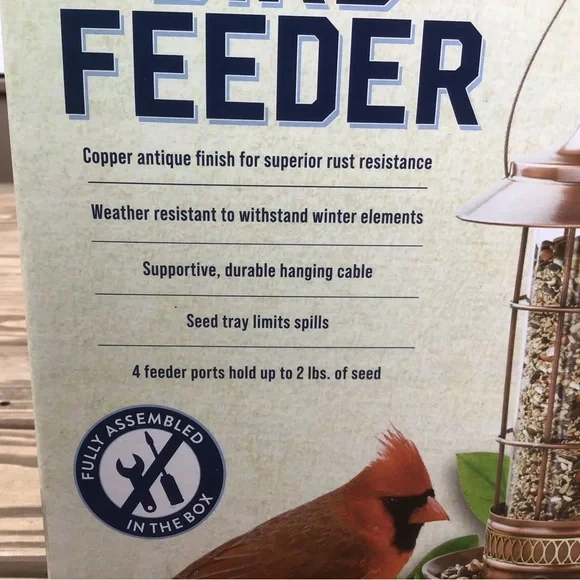 NEW Copper Finish Bird Feeder, Holds Up to 2 LBS - Picture 3 of 9